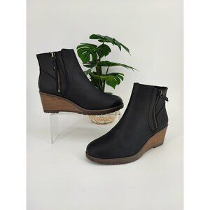 Dr. Scholl's Women's Chloe Ankle Career Chic Black Wedge Booties Size 9W US